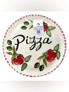 Ceramic Pizza Serving Platter Hand Painted In Italy 13” Italian Dish Plate NWT